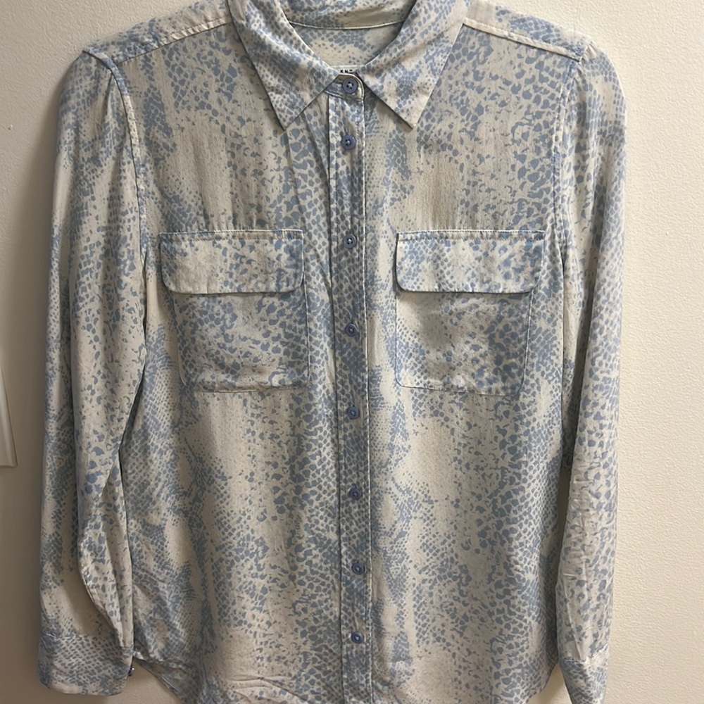 Blue and white Equipment blouse size XS